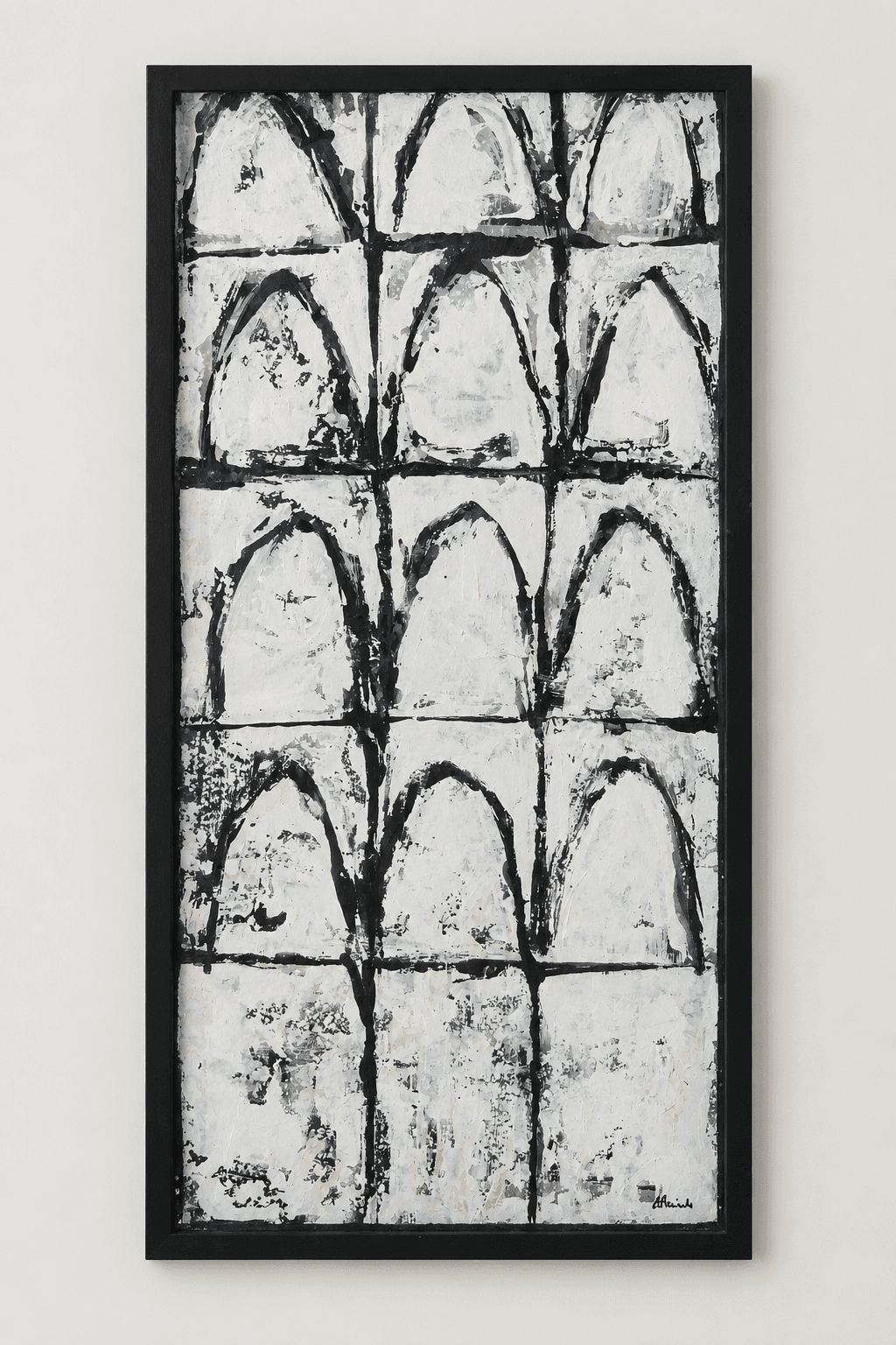 Arcos - acrílico sobre papel, enmarcado y acristalado - 50 x 50 cm