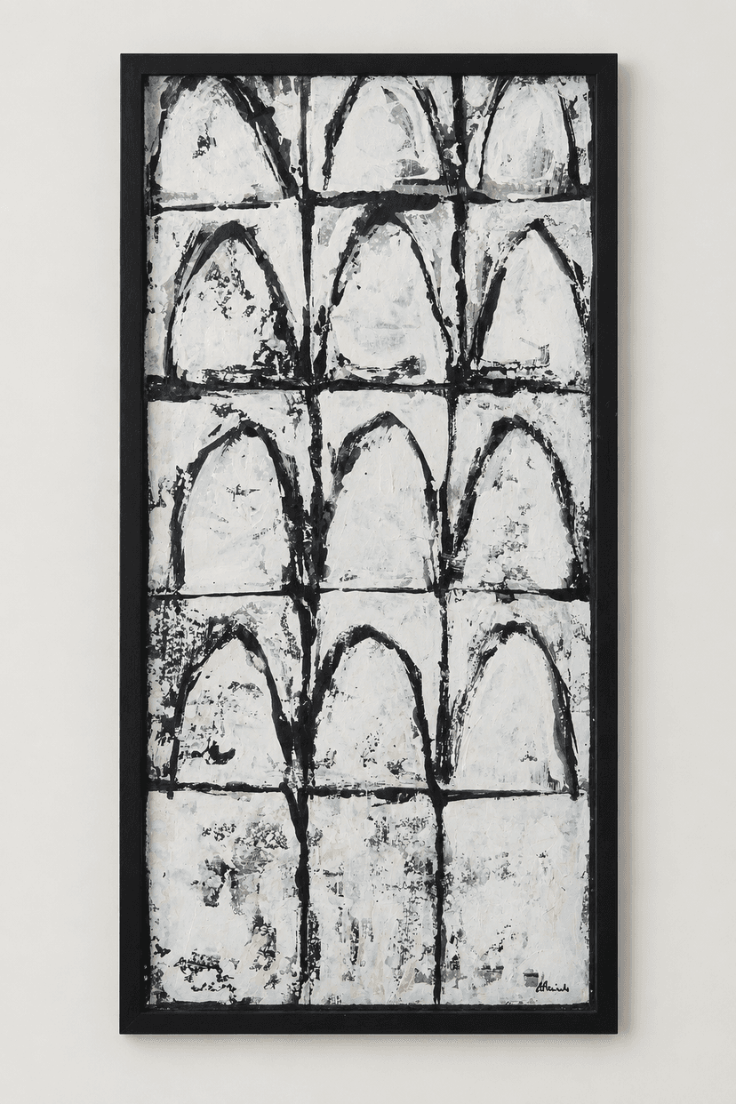 Arcos - acrílico sobre papel, enmarcado y acristalado - 50 x 50 cm