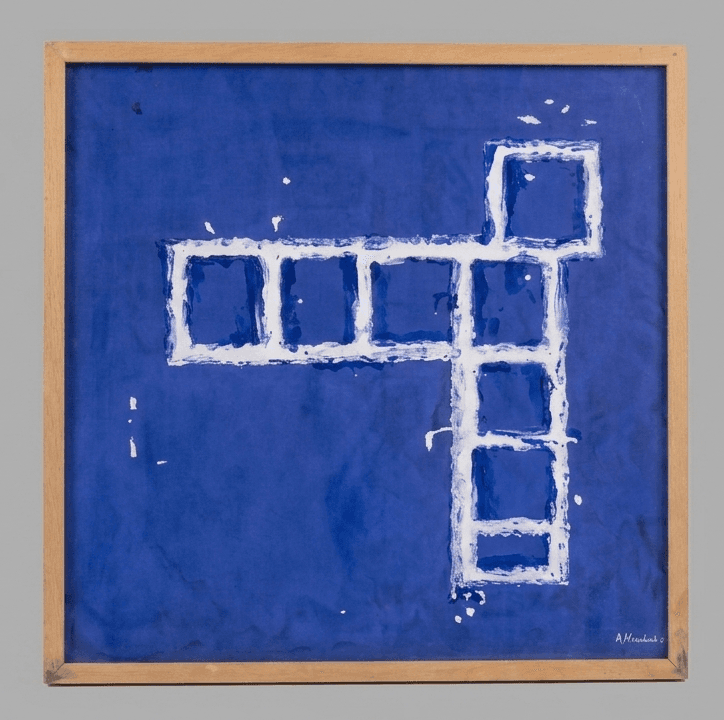 Acrílico Azul - Acrílico sobre papel, enmarcado - 65 x 65 cm