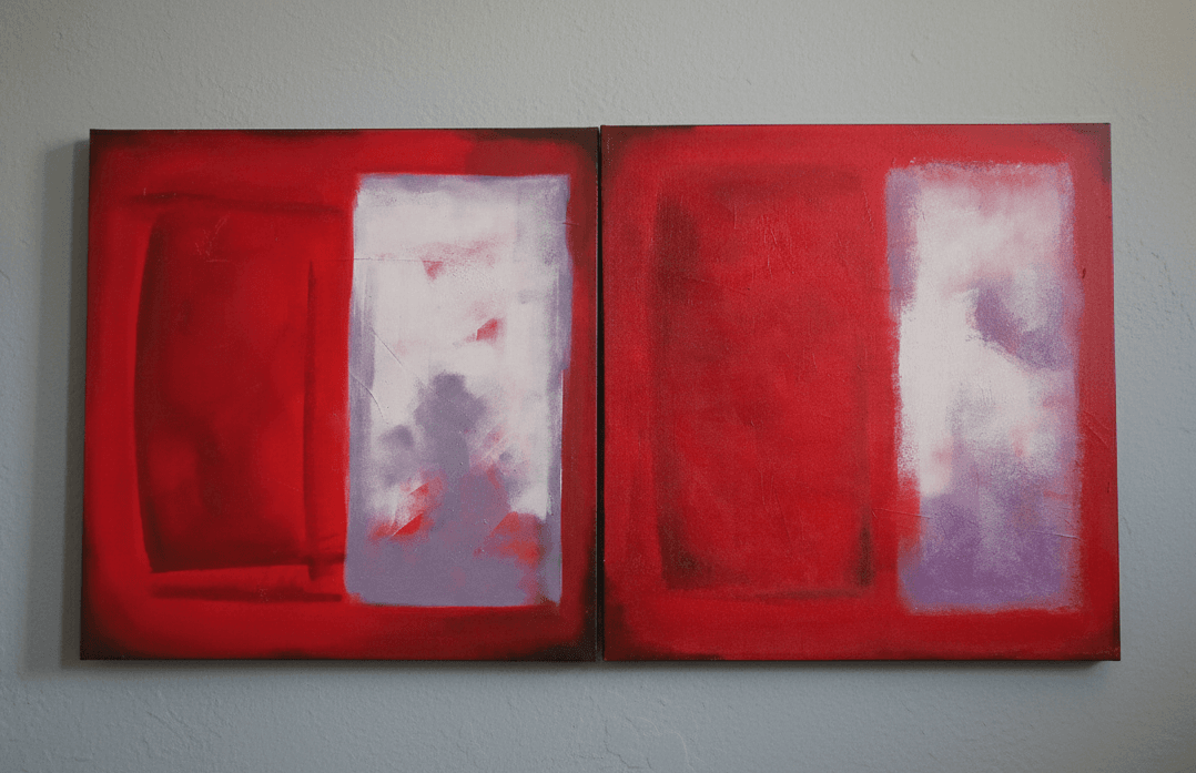 Diálogo Carmesí - Acrylic on canvas - 60 x 60 cm (x2)