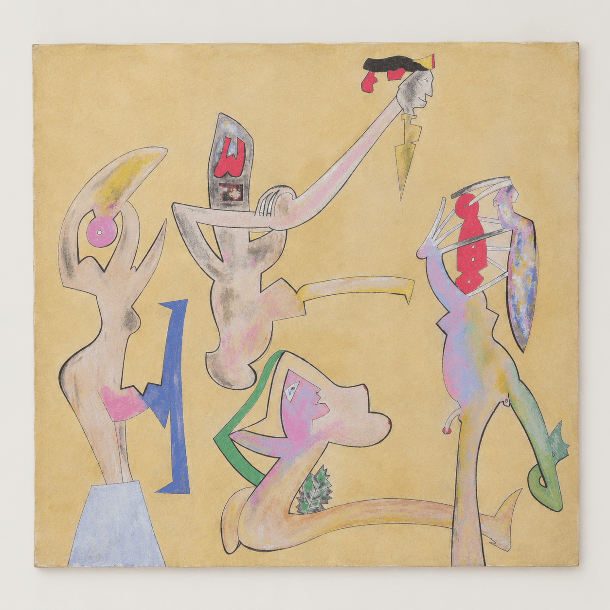 Figuras desnudas - óleo sobre lienzo en madera - 70 x 70 cm