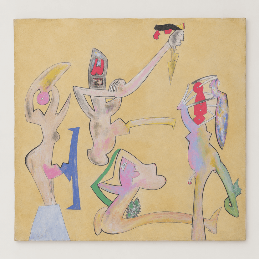 Figuras desnudas - óleo sobre lienzo en madera - 70 x 70 cm