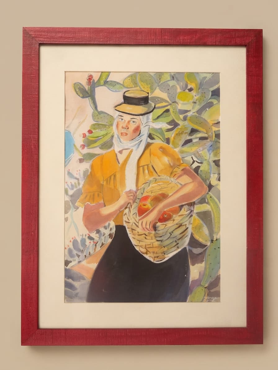 Maga - Acuaraela sobre papel enmarcada  - 52 x 72 cm