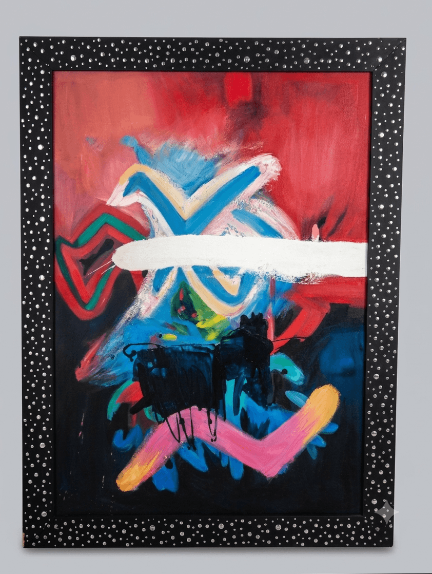 X stellar - Acrílico sobre lienzo, enmarcado - 77 x 104 cm