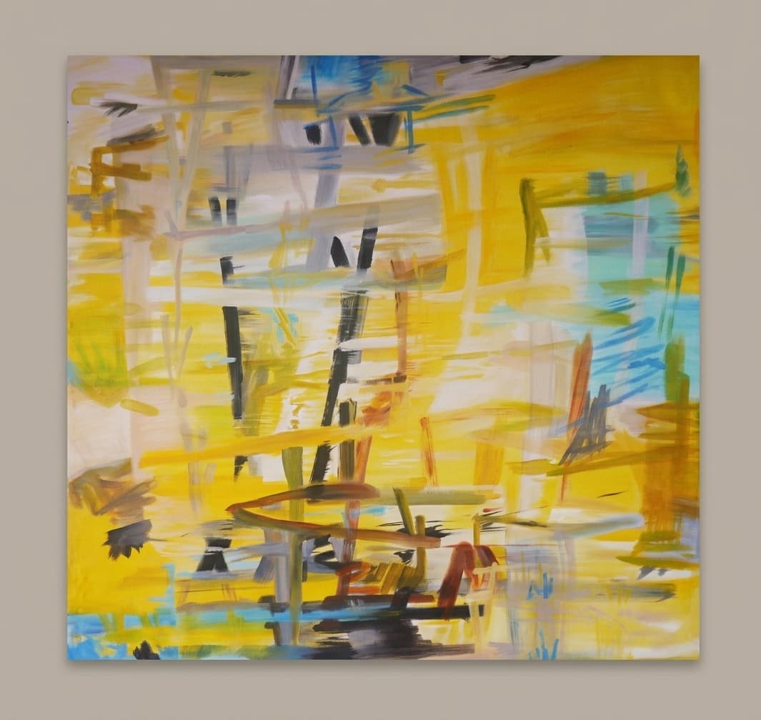 Confetti amarillo - Óleo sobre lienzo - 104 x 104 cm