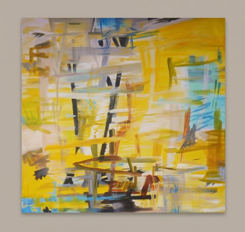 Confetti amarillo - Óleo sobre lienzo - 104 x 104 cm