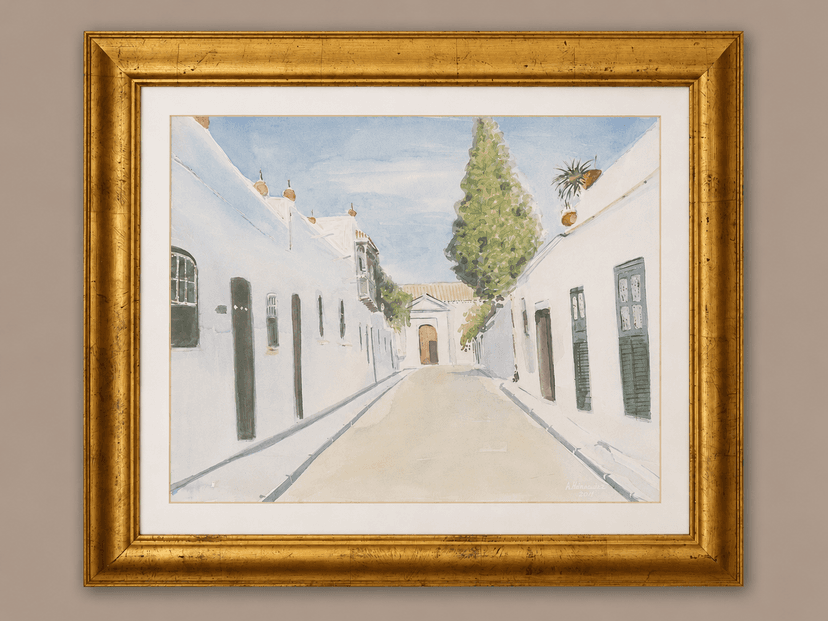 Calle Canarias - Acuarela sobre papel enmarcada - 74 x 62 cm