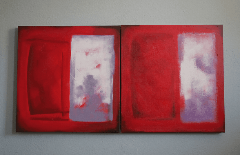 Diálogo Carmesí - Acrílico sobre lienzo - 60 x 60 cm (x2)