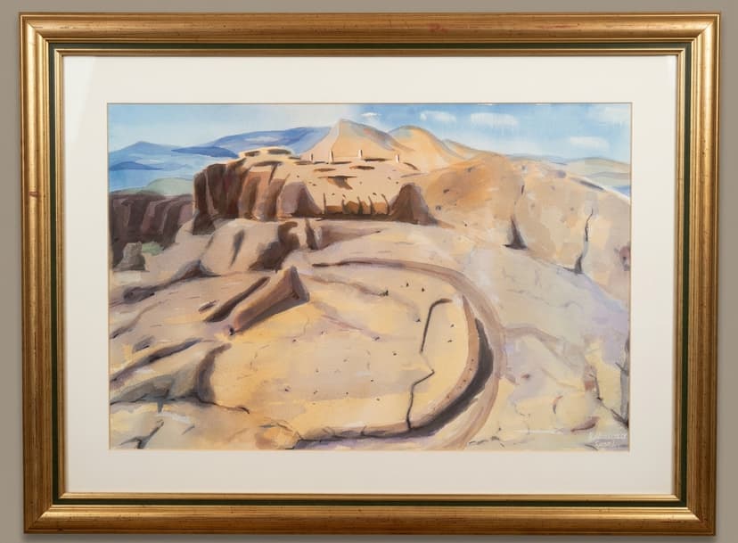 Paisaje Canarias - Acuarela sobre papel enmarcada - 73 x 56cm