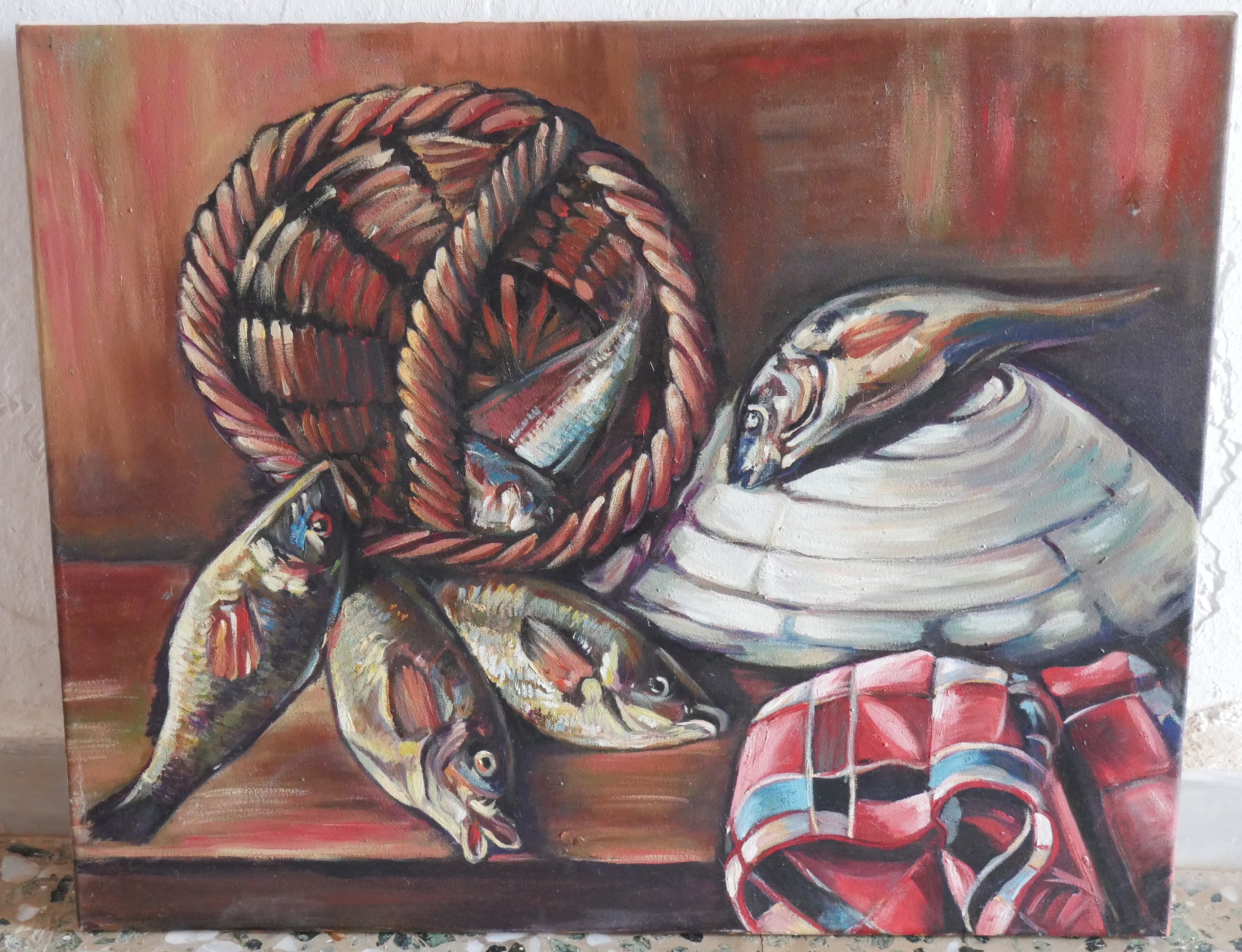 Bodegón Peces - Óleo sobre lienzo - 63 x 50 cm